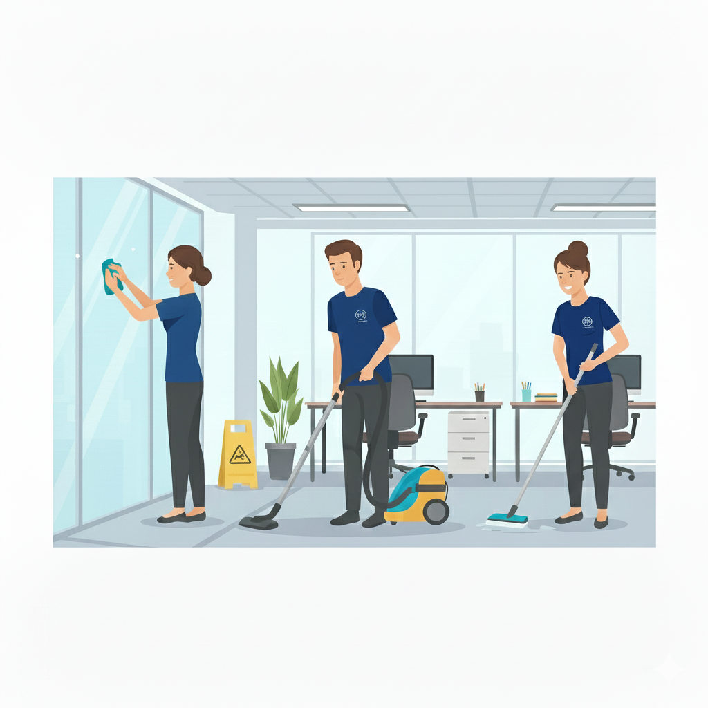 Cleaning team at work